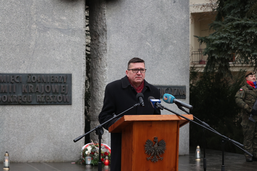 Dr hab. Dariusz Iwaneczko na obchodach 83. rocznicy przekształcenia Związku Walki Zbrojnej w Armię Krajową – Rzeszów, 14 lutego 2025. Fot. Katarzyna Gajda-Bator (IPN)