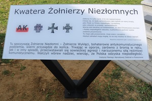 Tablica informacyjna na Kwaterze Żołnierzy Niezłomnych w Rzeszowie. Fot. Piotr Szopa.