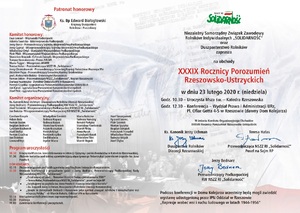Zaproszenie na obchody 39. rocznicy podpisania Porozumień Rzeszowsko - Ustrzyckich w Rzeszowie.