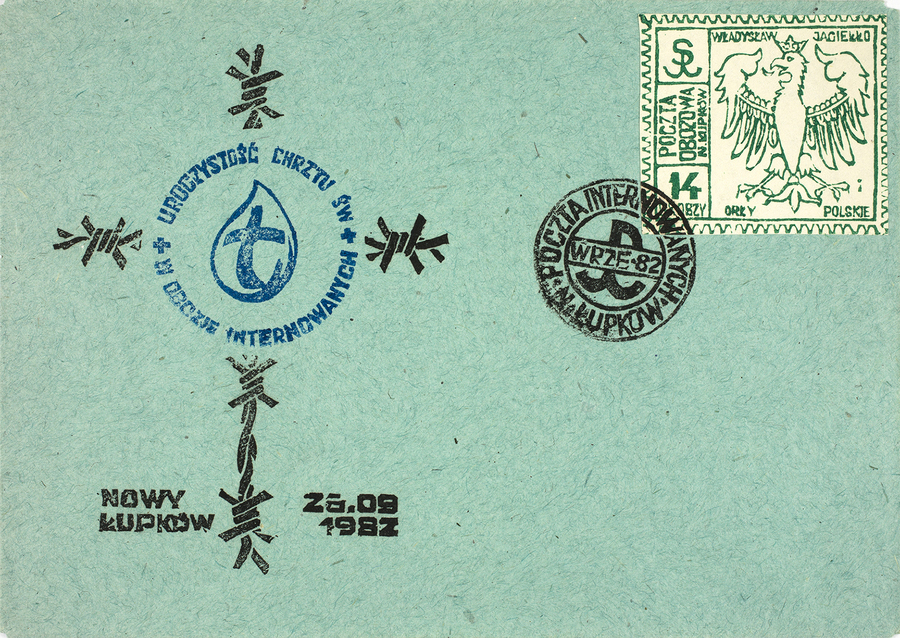 Zdjęcie 006. Kartka wykonana przez Grzegorza Połecia z Rybnika, internowanego w więzieniu w Nowym Łupkowie.