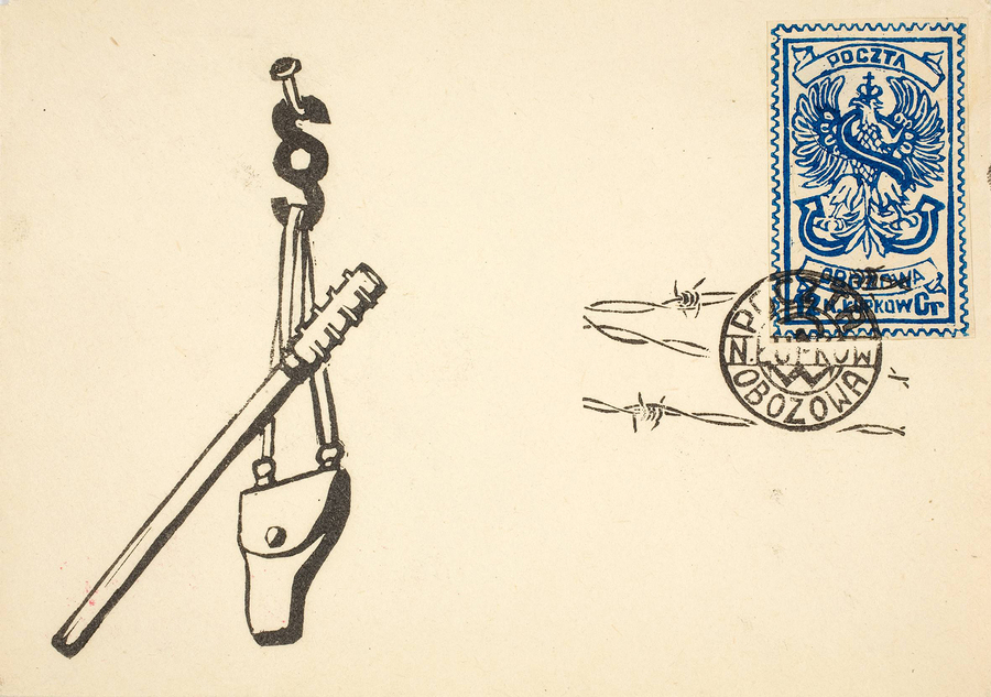 Zdjęcie 013. Kartka wykonana przez Grzegorza Połecia z Rybnika, internowanego w więzieniu w Nowym Łupkowie.