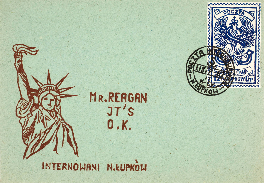 Zdjęcie 017. Kartka wykonana przez Grzegorza Połecia z Rybnika, internowanego w więzieniu w Nowym Łupkowie.