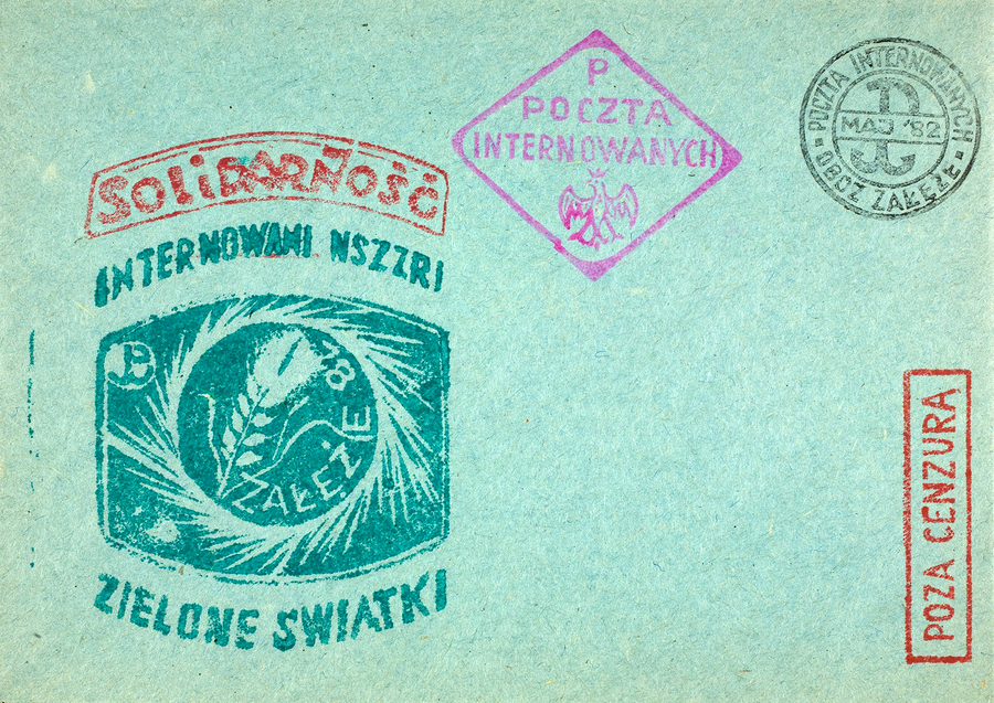 Zdjęcie 018. Kartka wykonana w 1982 r. w obozie dla internowanych w Załężu.