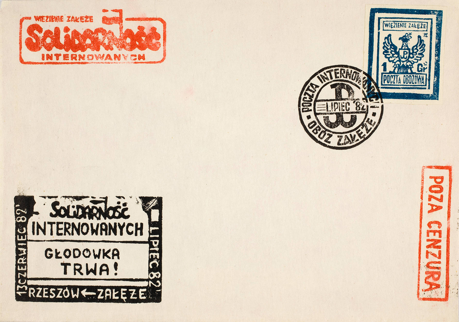 Zdjęcie 019. Kartka wykonana w 1982 r. w obozie dla internowanych w Załężu.