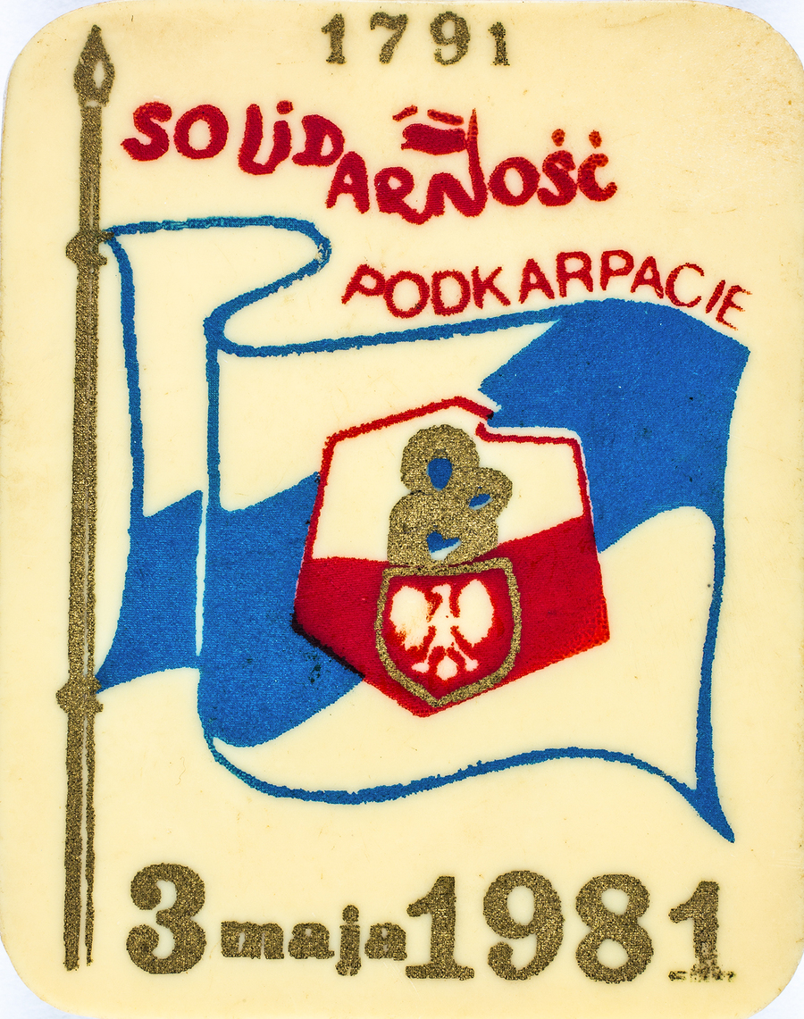 Zdjęcie 020. Przypinka o treści: 3 maja 1791–1981, SOLIDARNOŚĆ PODKARPACIE.