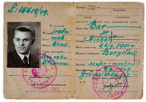 Zdjęcie 046. Tymczasowe zaświadczenie tożsamości wystawione dla Michała Bara przez Zarząd Miasta Przemyśla 3 sierpnia 1949 r.