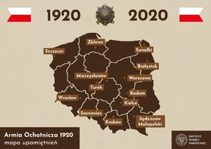 Armia Ochotnicza 1920, mapa upamiętnień w Polsce.