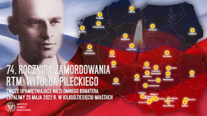 Mapa miejsc, gdzie zapłoną znicze pamięci w 74. rocznicę śmierci rtm. Witolda Pileckiego