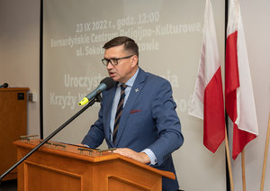 Dr hab. Dariusz Iwaneczko (dyrektor IPN Rzeszów) podczas uroczystość wręczenia Krzyży Wolności i Solidarności - Rzeszów, 23 września 2022 (fot. Igor Witowicz)