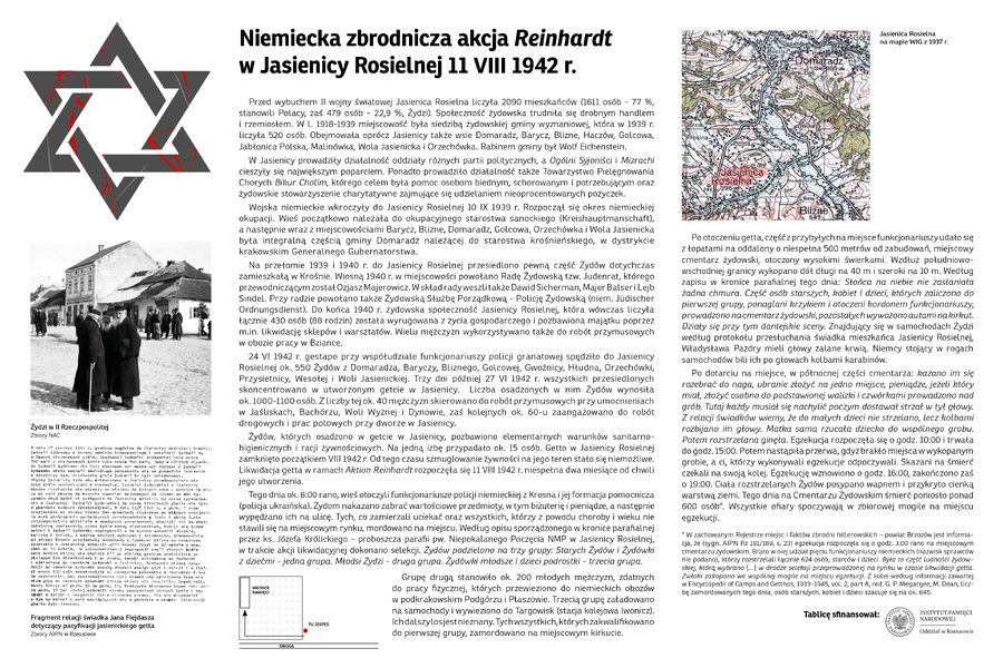 Tablica upamiętniająca Akcję Reinhard w Jasienicy Rosielnej.