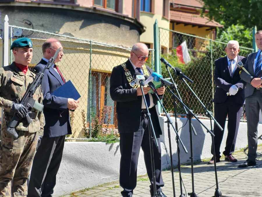 Uroczyste odsłonięcie tablicy pamięci Franciszka Głowacza, Kazimierza Cieszyńskiego, Zbigniewa Kuchcińskiego – Przemyśl, 13 sierpnia 2023. Fot. Maria Rejman (IPN)