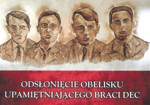 Zaproszenie na odsłonięcie obelisku upamiętniającego Braci Dec w Grzegorzówce